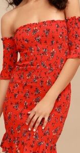 Red Floral Pattern Bodycon dress